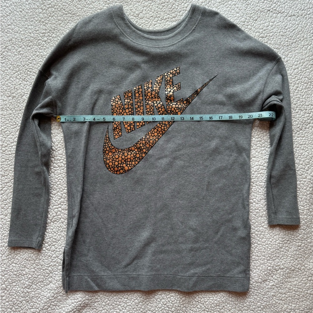 Nike Tunic Sweatshirt Heather Grey Size M Metallic Embellishments